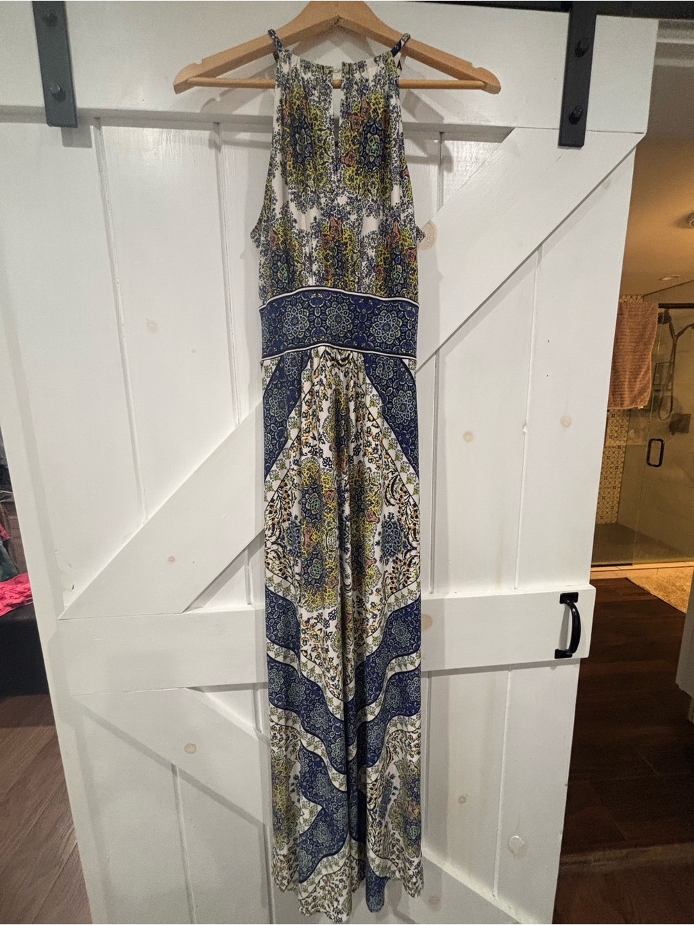 Boho Floral Print Maxi dress - Blue & White Women’s M